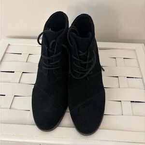 Toms Black Suede Ankle Booties
